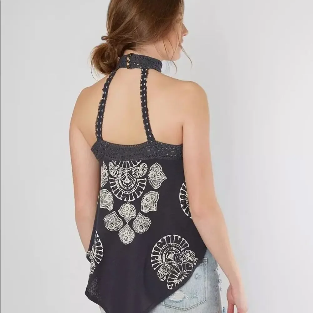 NWT Free People Mandolin Crochet High Neck Tank Top Size M